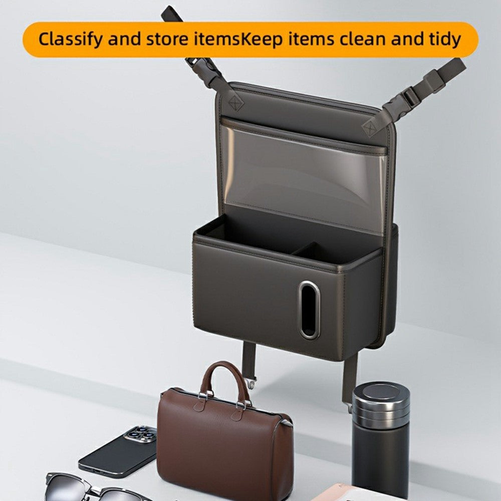 Transparentes Touchscreen-Fenster Auto Rücksitz Organizer Tasche PU Leder Multi-Pocket Hänge-Aufbewahrung mit Taschentuchfach
