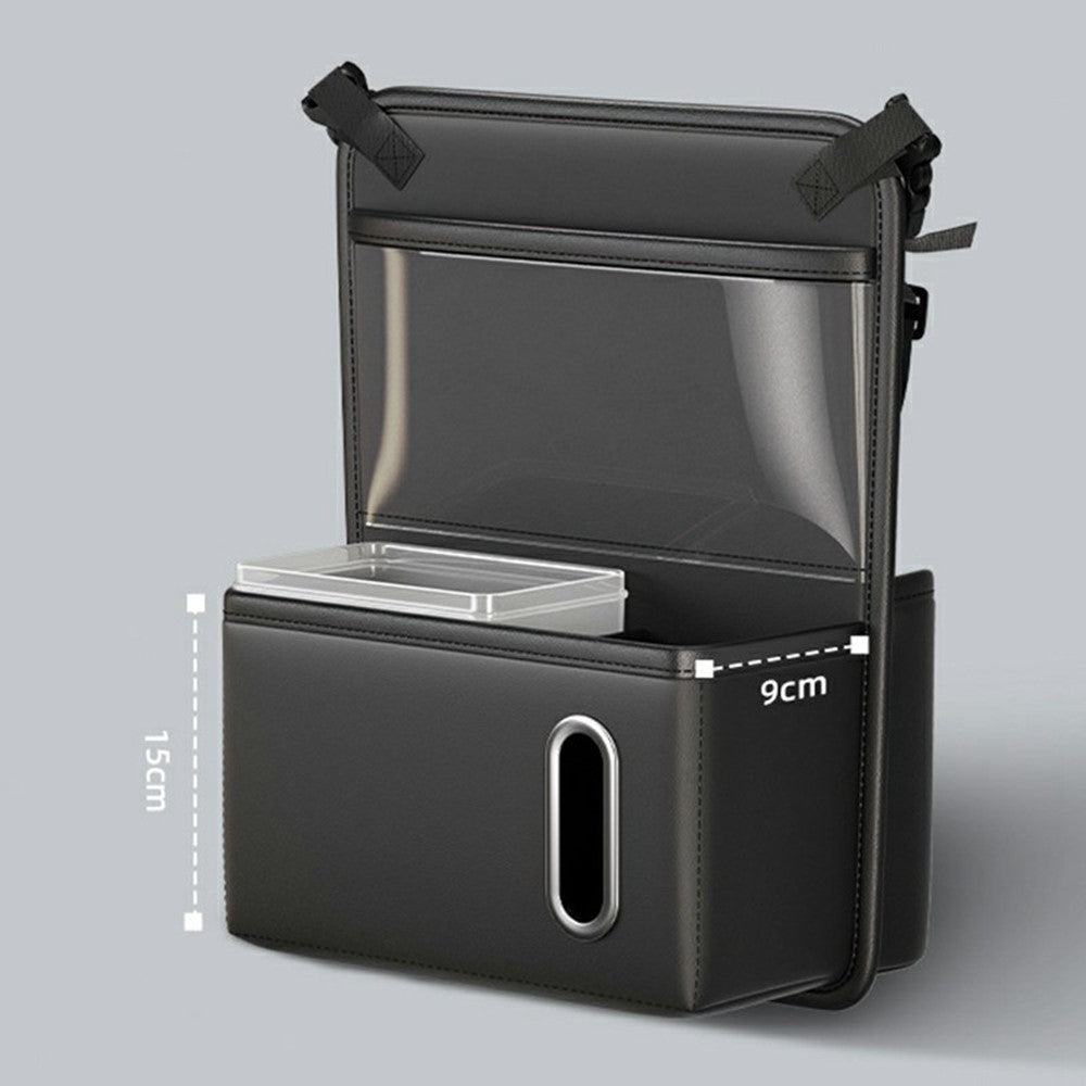 Transparentes Touchscreen-Fenster Auto Rücksitz Organizer Tasche PU Leder Multi-Pocket Hänge-Aufbewahrung mit Taschentuchfach