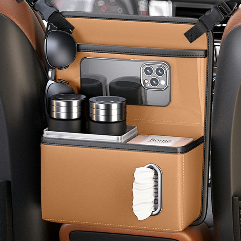 Transparentes Touchscreen-Fenster Auto Rücksitz Organizer Tasche PU Leder Multi-Pocket Hänge-Aufbewahrung mit Taschentuchfach