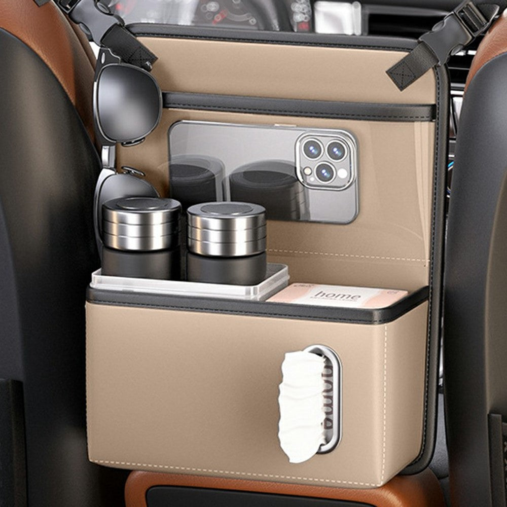 Transparentes Touchscreen-Fenster Auto Rücksitz Organizer Tasche PU Leder Multi-Pocket Hänge-Aufbewahrung mit Taschentuchfach