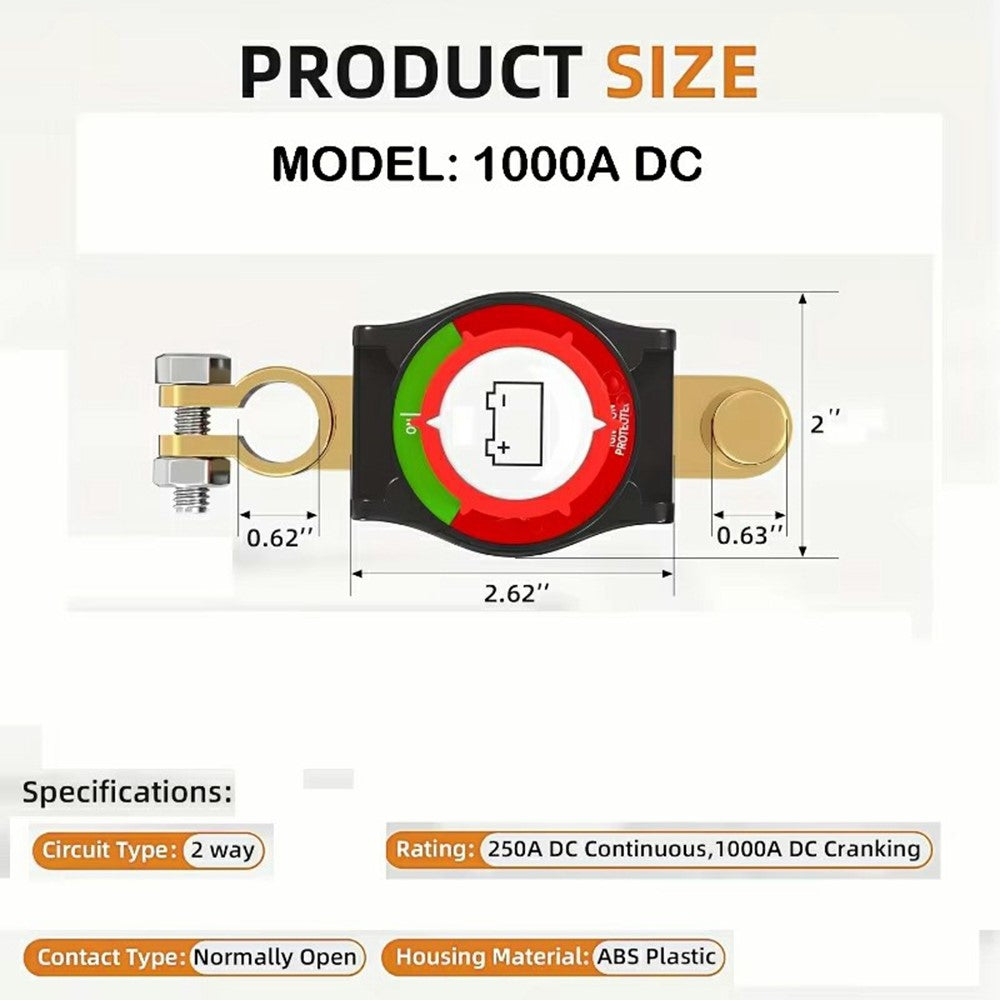 Stromunterbrechungsschalter 12V/24V | Hauptschalter für Batterie Negativpol