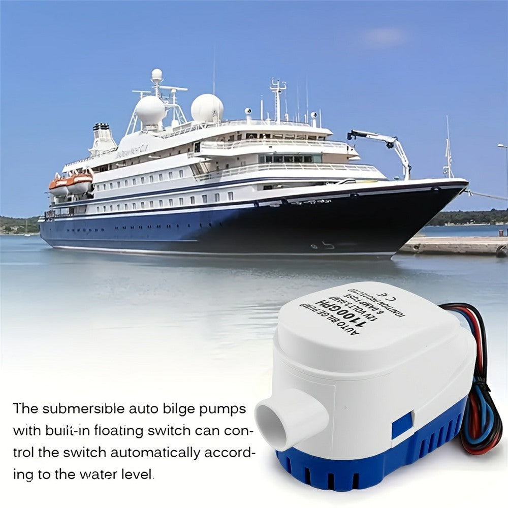 12V Bilgenpumpe 1100GPH mit Automatik-Schwimmerschalter für Wohnmobil, Marine, Boot