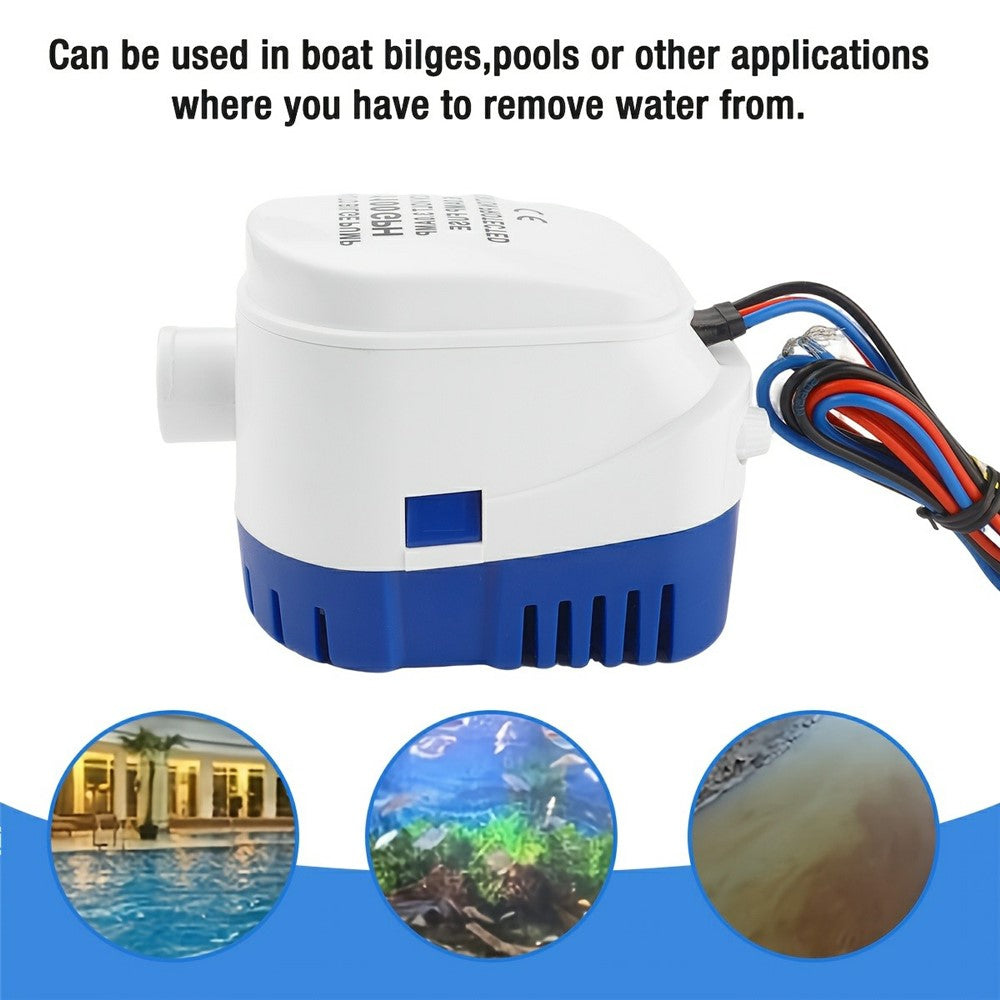 12V Bilgenpumpe 1100GPH mit Automatik-Schwimmerschalter für Wohnmobil, Marine, Boot