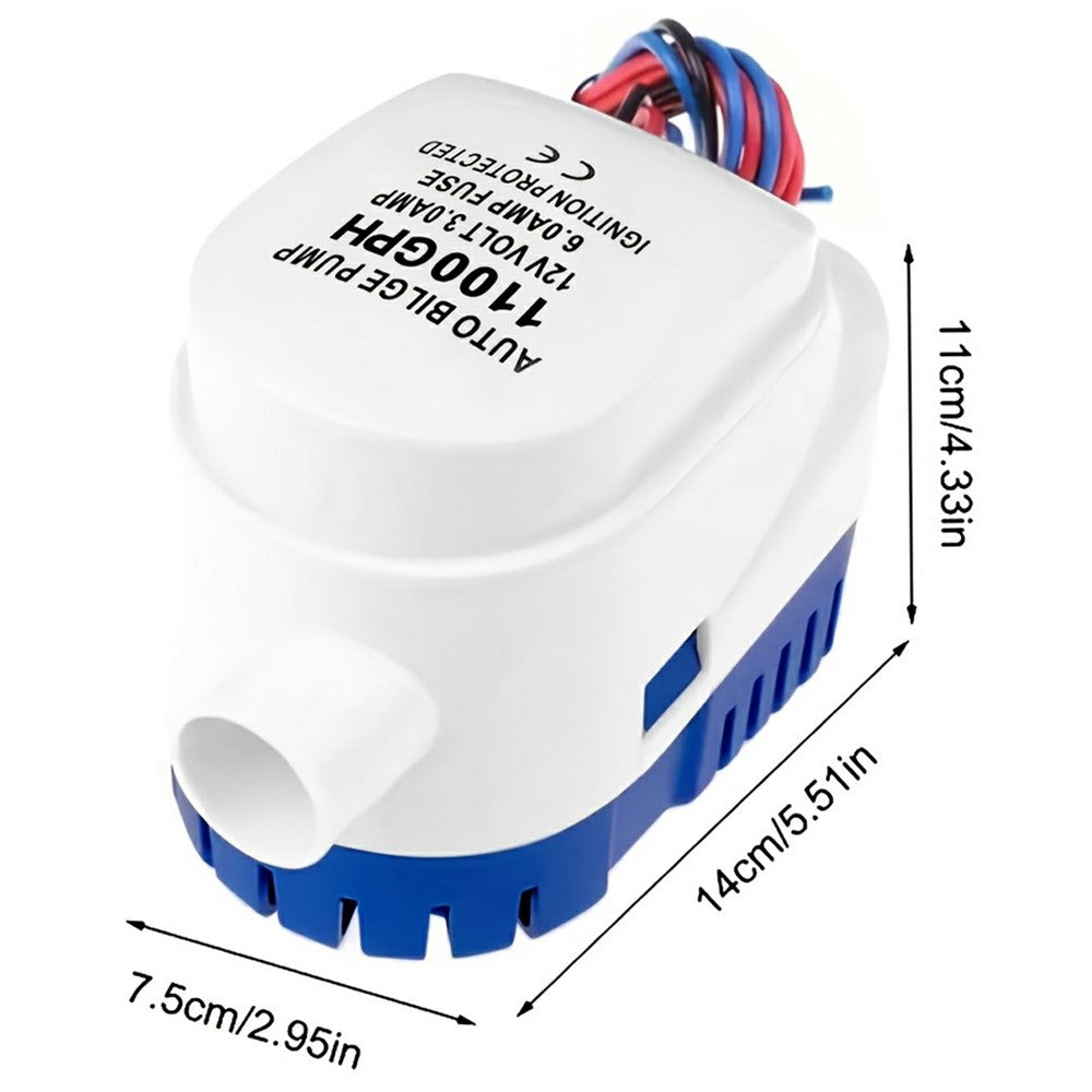 12V Bilgenpumpe 1100GPH mit Automatik-Schwimmerschalter für Wohnmobil, Marine, Boot