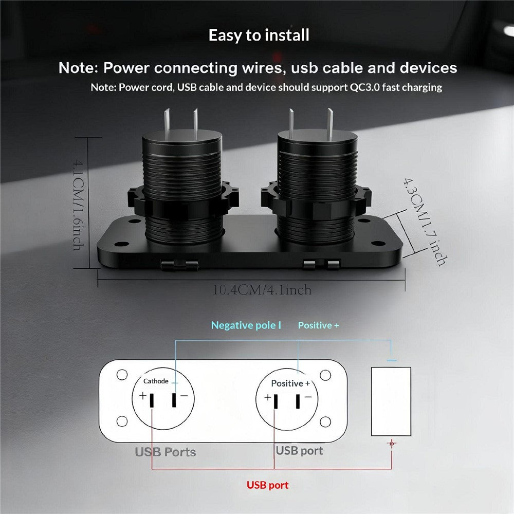QC3.0 Dual USB KFZ-Ladegerät mit Zigarettenanzünder für 12V-24V Wohnmobile, Boote, Motorräder