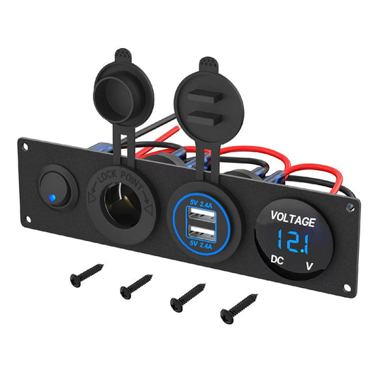 Doppel-USB Zigarettenanzünder mit Voltmeter & Schalter, 12-24V
