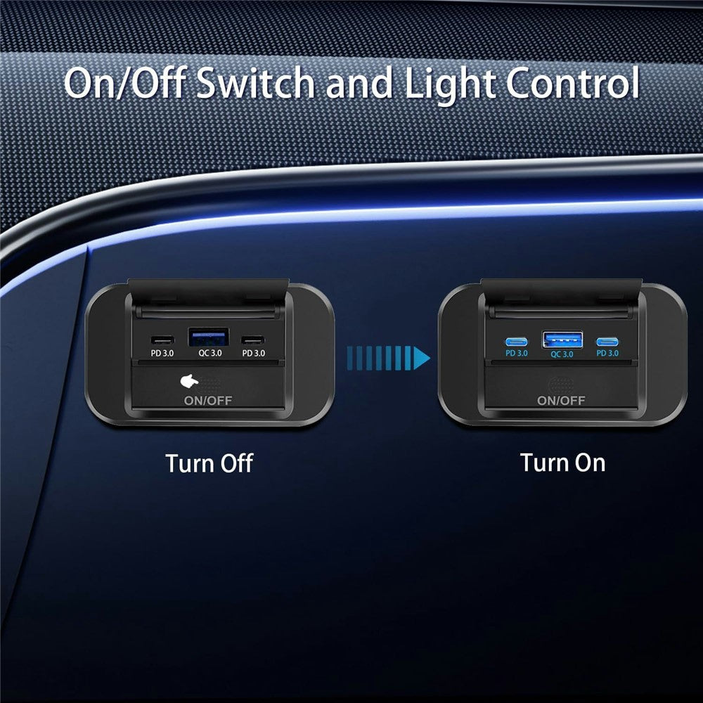 PD 3.0/QC3.0 3-Port USB Kfz-Ladegerät - Schnellladen für Wohnmobile, Boote, LKWs