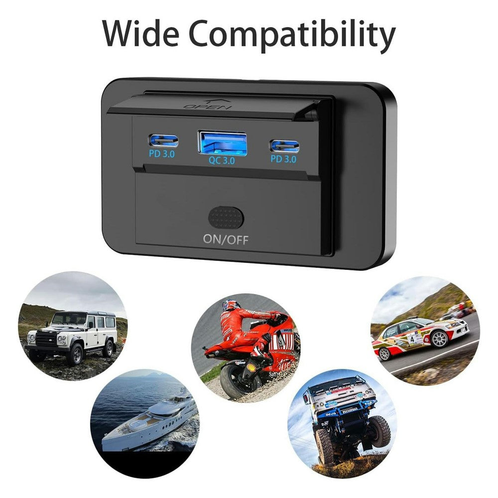 PD 3.0/QC3.0 3-Port USB Kfz-Ladegerät - Schnellladen für Wohnmobile, Boote, LKWs