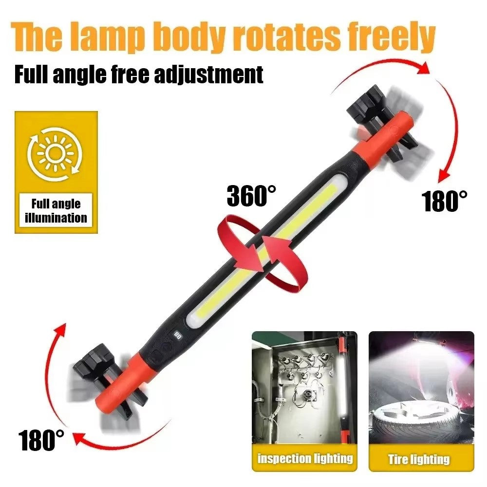 3000 Lumens LED Work Light Magnetic Rechargeable Dimming COB Flashlight 360 Degree Rotating Auto Inspection Light Repair Lamp for Car Repair Emergency