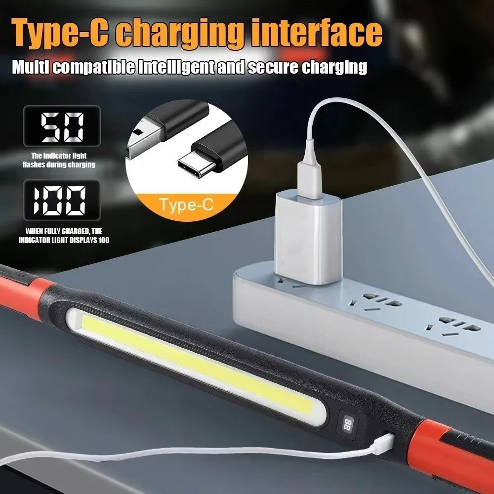 3000 Lumens LED Work Light Magnetic Rechargeable Dimming COB Flashlight 360 Degree Rotating Auto Inspection Light Repair Lamp for Car Repair Emergency