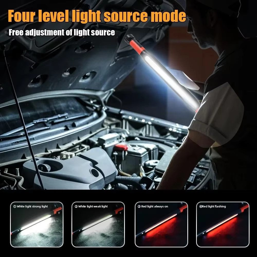 3000 Lumens LED Work Light Magnetic Rechargeable Dimming COB Flashlight 360 Degree Rotating Auto Inspection Light Repair Lamp for Car Repair Emergency