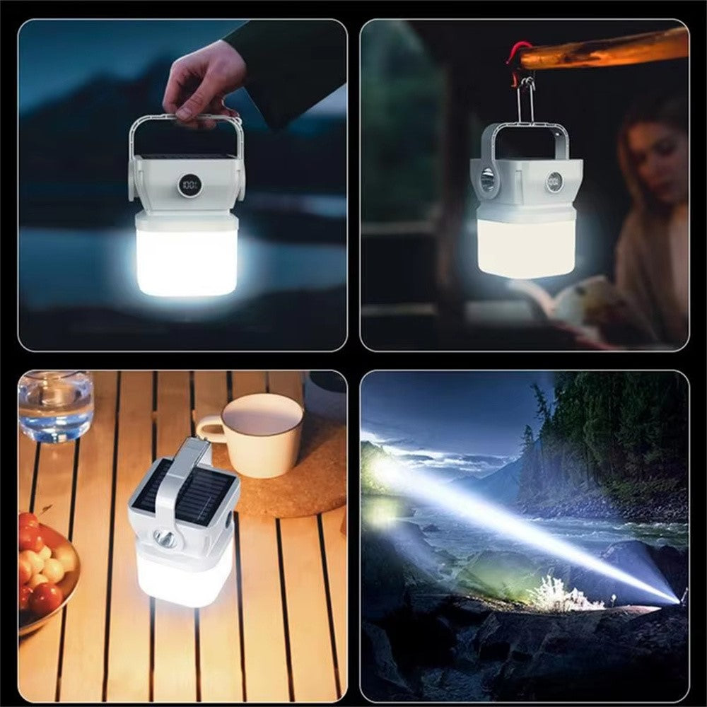 Solar Camping Lantern 360 Degree Rechargeable Waterproof Portable LED Light for Outdoor Emergency