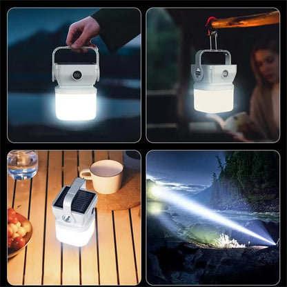 Solar Camping Lantern 360 Degree Rechargeable Waterproof Portable LED Light for Outdoor Emergency
