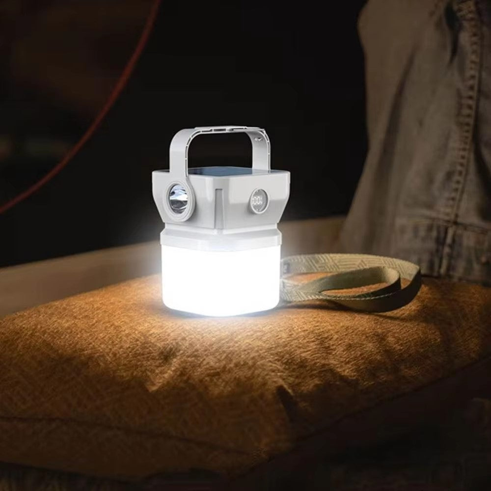 Solar Camping Lantern 360 Degree Rechargeable Waterproof Portable LED Light for Outdoor Emergency