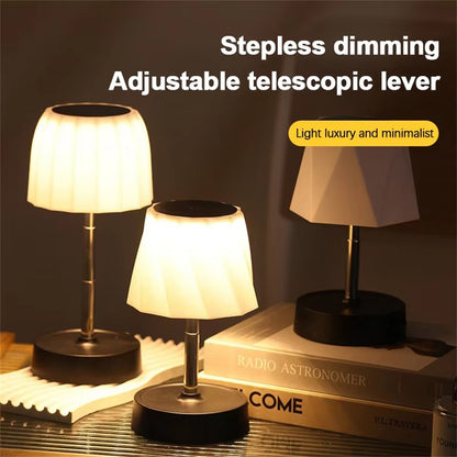 Touch Control LED Table Lamp Rechargeable Wireless Stepless Dimming Desktop Light for Bedroom Living Room