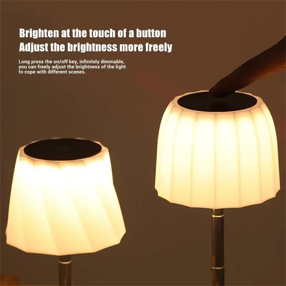Touch Control LED Table Lamp Rechargeable Wireless Stepless Dimming Desktop Light for Bedroom Living Room