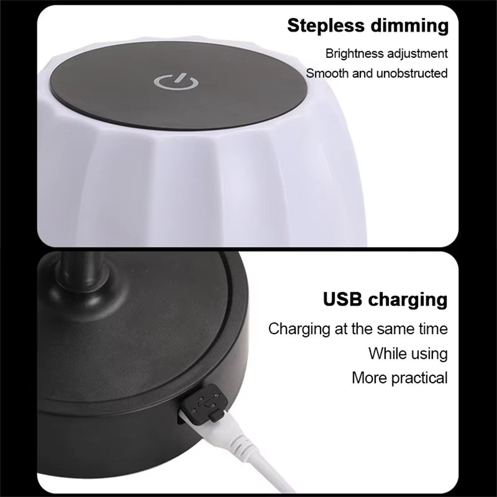 Touch Control LED Table Lamp Rechargeable Wireless Stepless Dimming Desktop Light for Bedroom Living Room