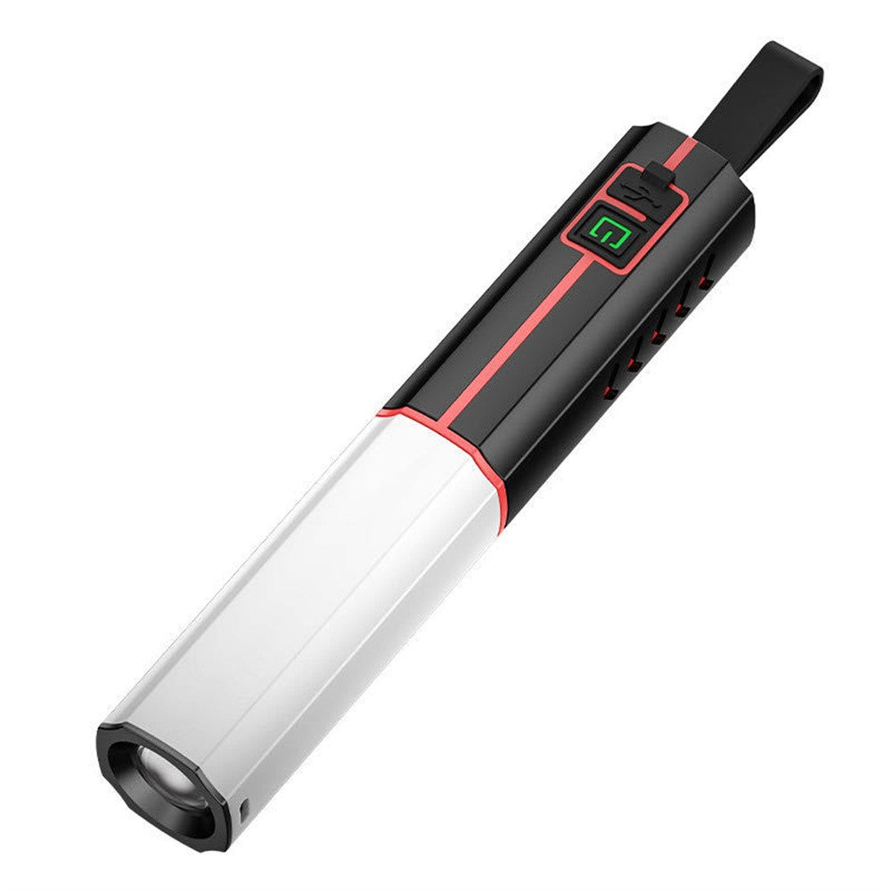LED Flashlight Telescopic Zoom Rechargeable Type-C 3 Modes White Light Flashlight for Home Camping Outdoor Emergency