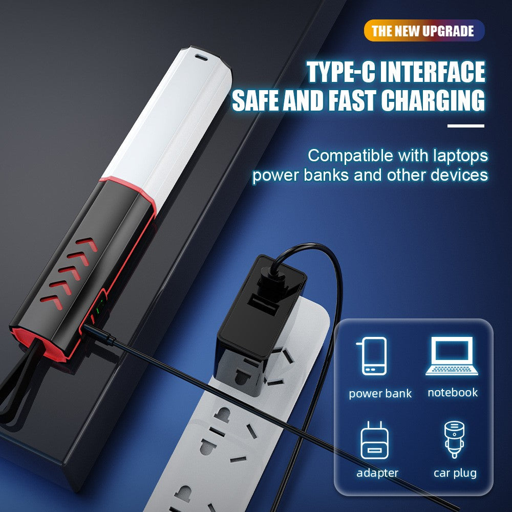 LED Flashlight Telescopic Zoom Rechargeable Type-C 3 Modes White Light Flashlight for Home Camping Outdoor Emergency