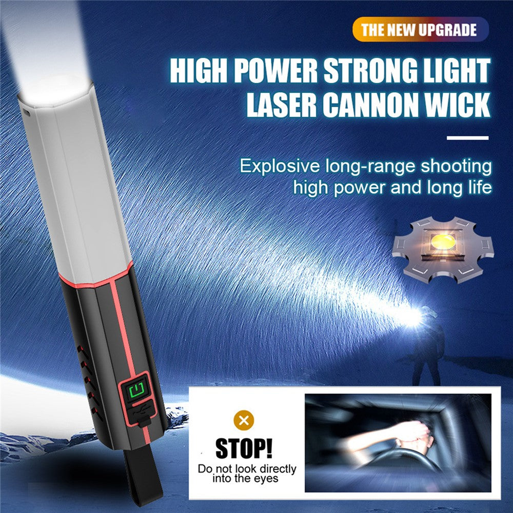 LED Flashlight Telescopic Zoom Rechargeable Type-C 3 Modes White Light Flashlight for Home Camping Outdoor Emergency