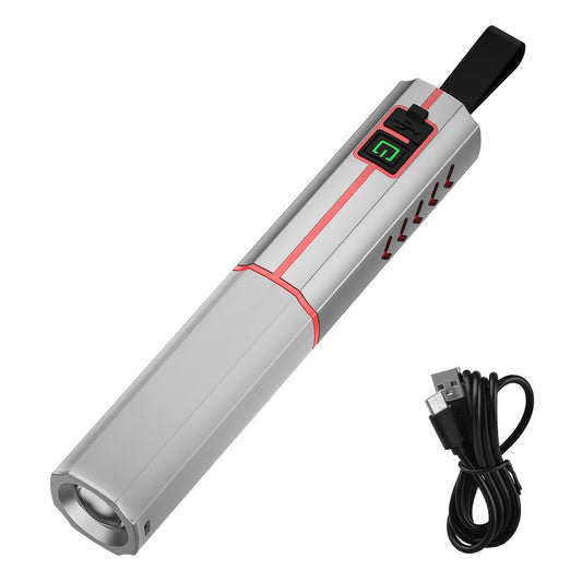 LED Flashlight Telescopic Zoom Rechargeable Type-C 3 Modes White Light Flashlight for Home Camping Outdoor Emergency