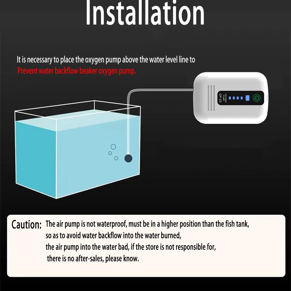 USB Rechargeable Aquarium Air Pump Portable Oxygen Pump Fishing Aerator for Fish Tank Fishing