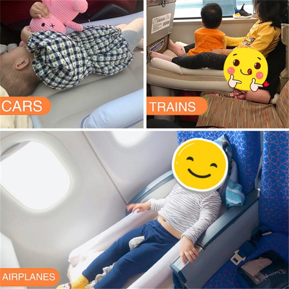 Flugzeug-Reisebett für Kinder – Aufblasbar für Flugzeug, Auto, Zug – inkl. Pumpe & Gurt