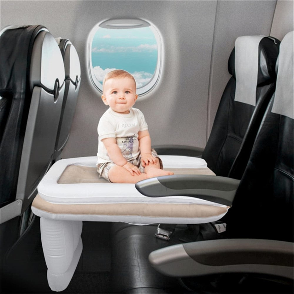 Flugzeug-Reisebett für Kinder – Aufblasbar für Flugzeug, Auto, Zug – inkl. Pumpe & Gurt