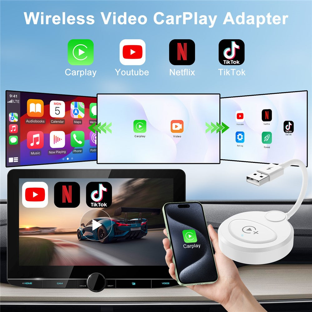 020-6+ Wireless CarPlay Adapter: Kabelgebundenes CarPlay kabellos nutzen, für YouTube/Netflix/TikTok