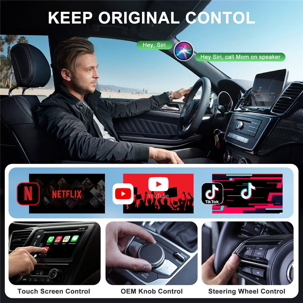 020-6+ Wireless CarPlay Adapter: Kabelgebundenes CarPlay kabellos nutzen, für YouTube/Netflix/TikTok