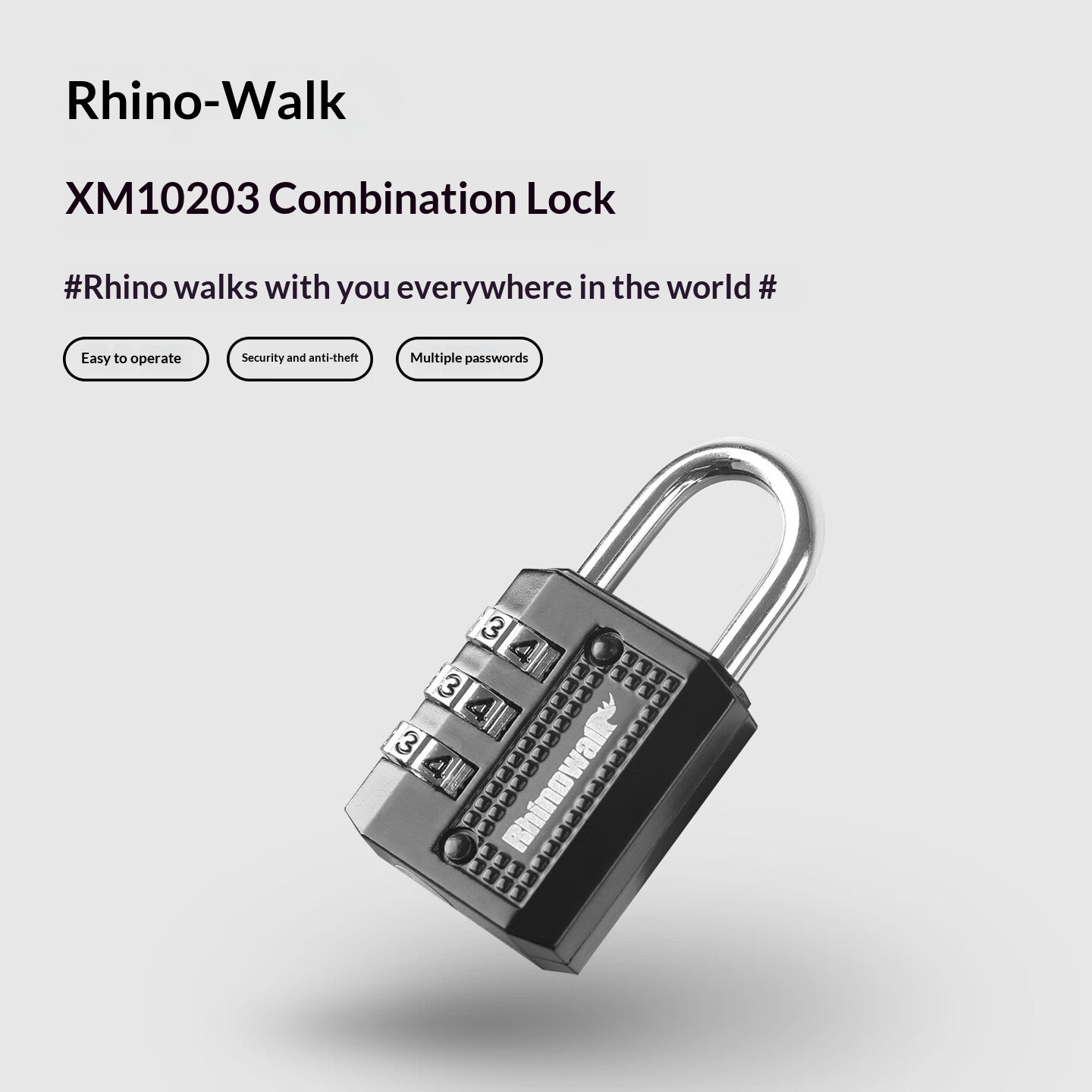 RHINOWALK XM10203 Motorradtaschen-Sicherheitsschloss Zinklegierung 3-stelliges Diebstahlschutz-Zahlenschloss