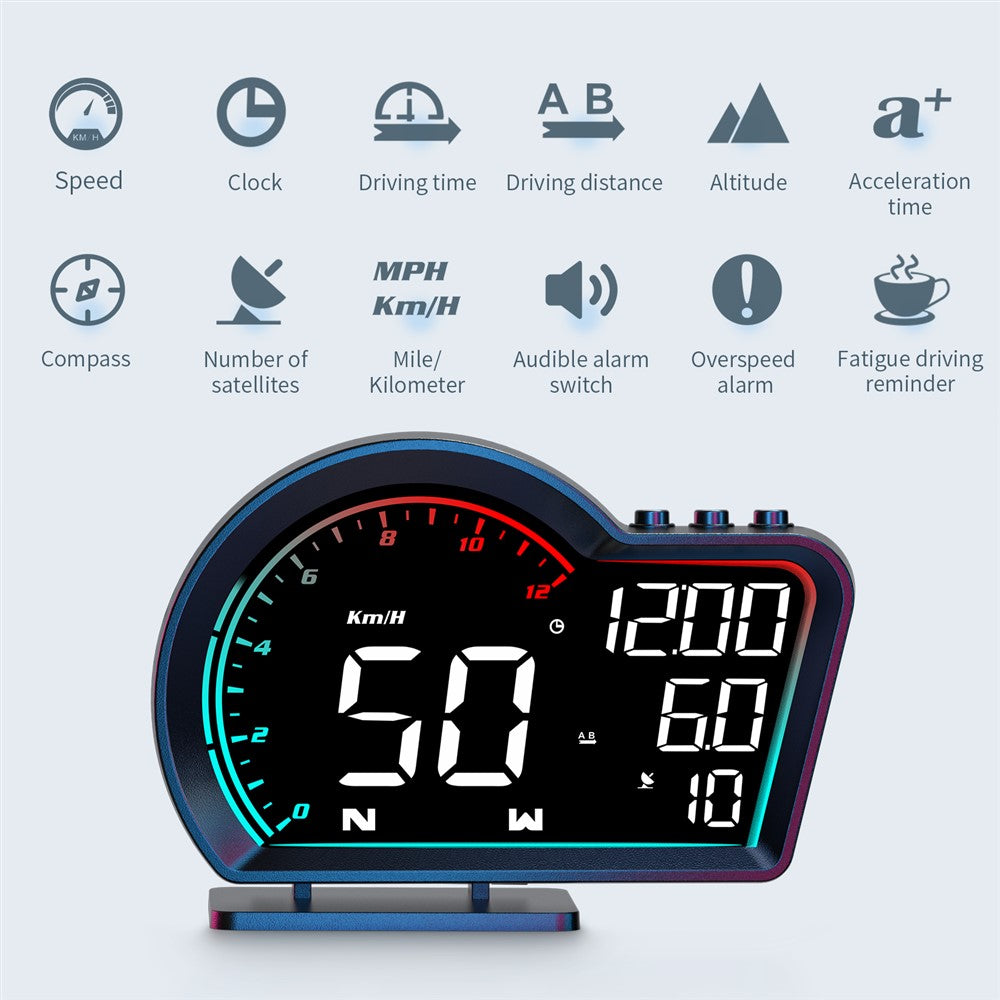 G16 Head-Up Display: Digital-Tacho, Kilometerzähler, GPS & Alarmfunktion