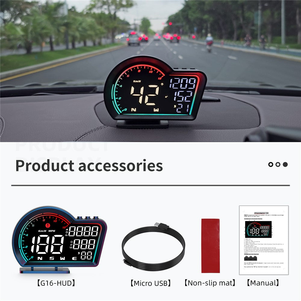 G16 Head-Up Display: Digital-Tacho, Kilometerzähler, GPS & Alarmfunktion
