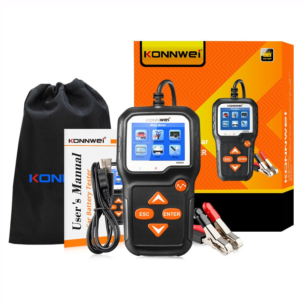 KONNWEI KW650 Batterieprüfgerät für Autos & Motorräder 6-12V | Ladestromtest | 100-2000 CCA