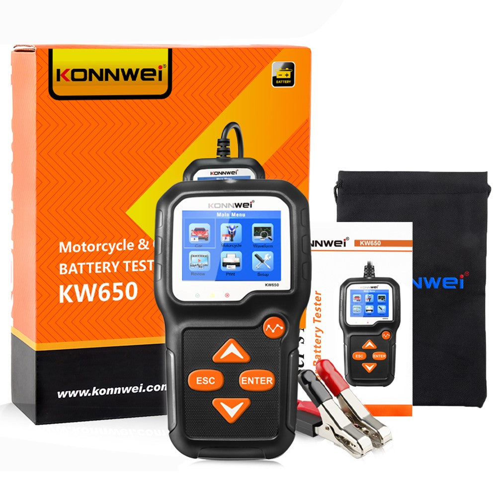 KONNWEI KW650 Batterieprüfgerät für Autos & Motorräder 6-12V | Ladestromtest | 100-2000 CCA