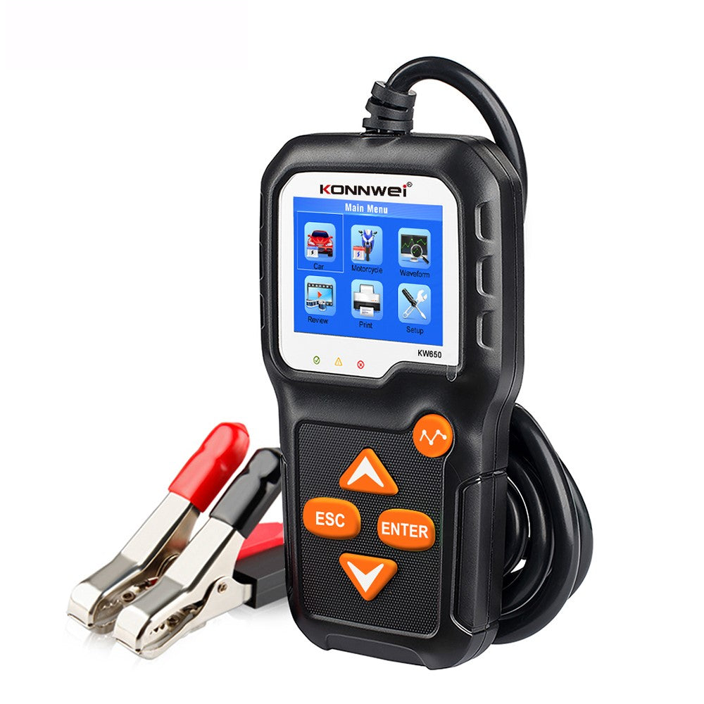KONNWEI KW650 Batterieprüfgerät für Autos & Motorräder 6-12V | Ladestromtest | 100-2000 CCA