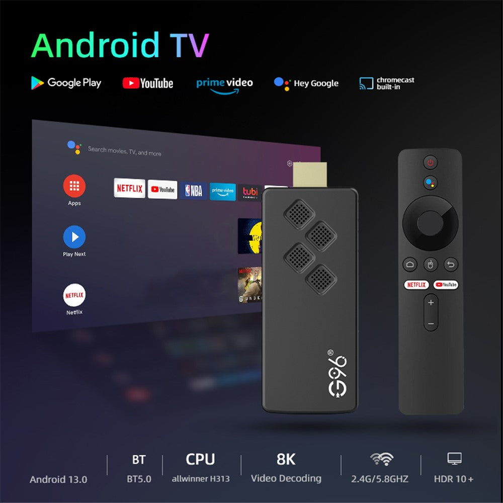 G96 ATV 8K Android 14 Voice Remote Control TV Stick 2.4G / 5G Dual-Band WiFi BT5 Media Player, 2GB+8GB