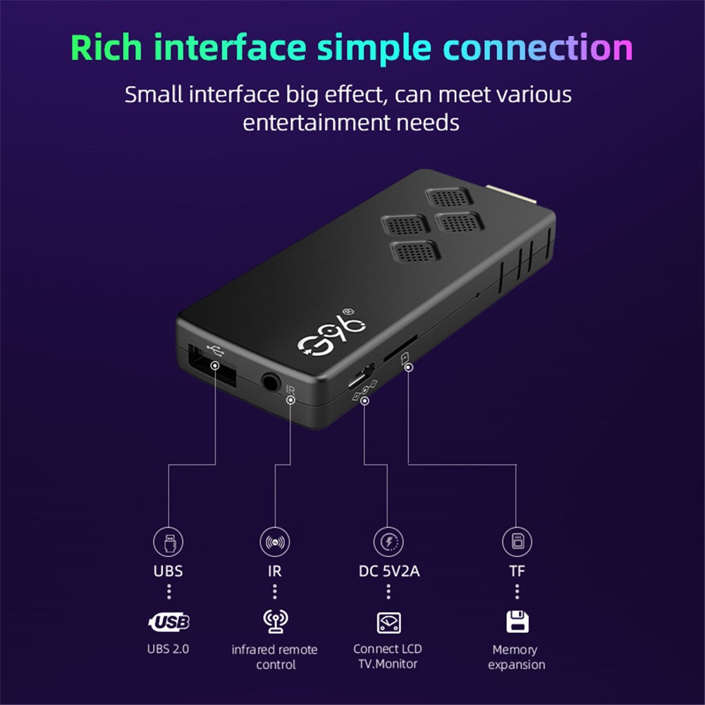 G96 ATV 8K Voice Remote Control TV Stick Android14 2.4G / 5G Dual-Band WiFi BT5 Media Player, 2GB+16GB