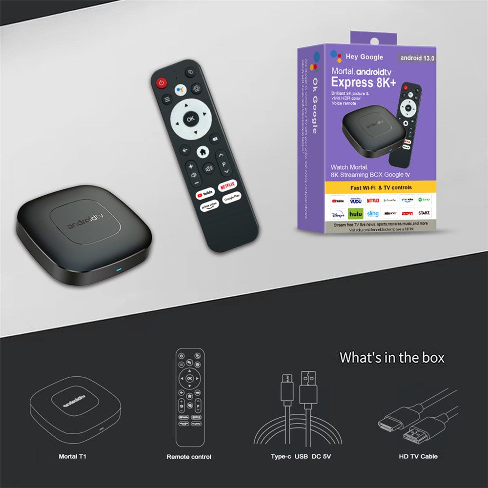 MORTAL T1 2GB+8GB TV Box Android13 Allwinner H313 Dual Band Wifi+Bluetooth-compatible Media Player