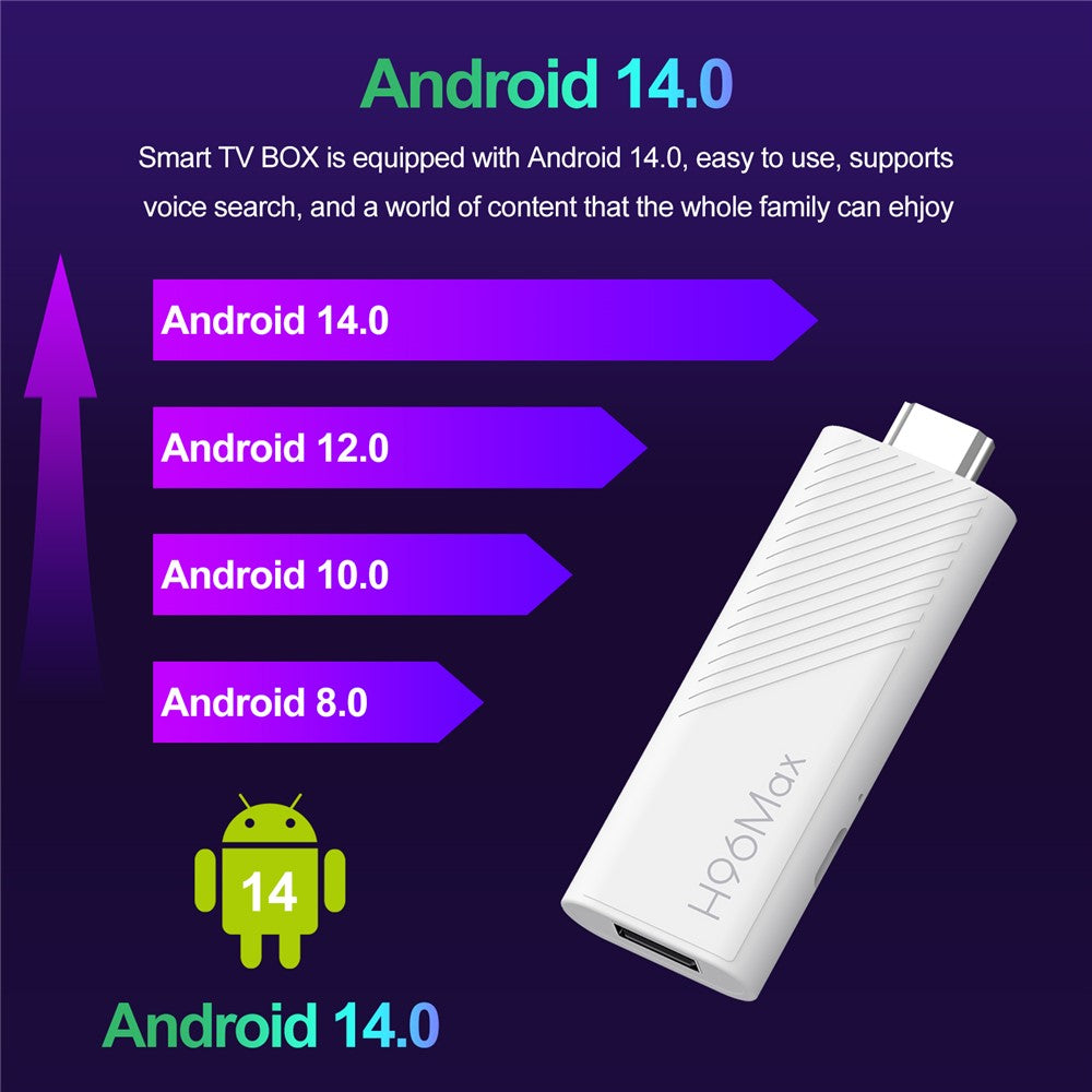 H96Max H313 2+16GB Android 14.0 TV Stick 4K Smart Streaming WiFi Bluetooth-Compatible Mini TV Dongle
