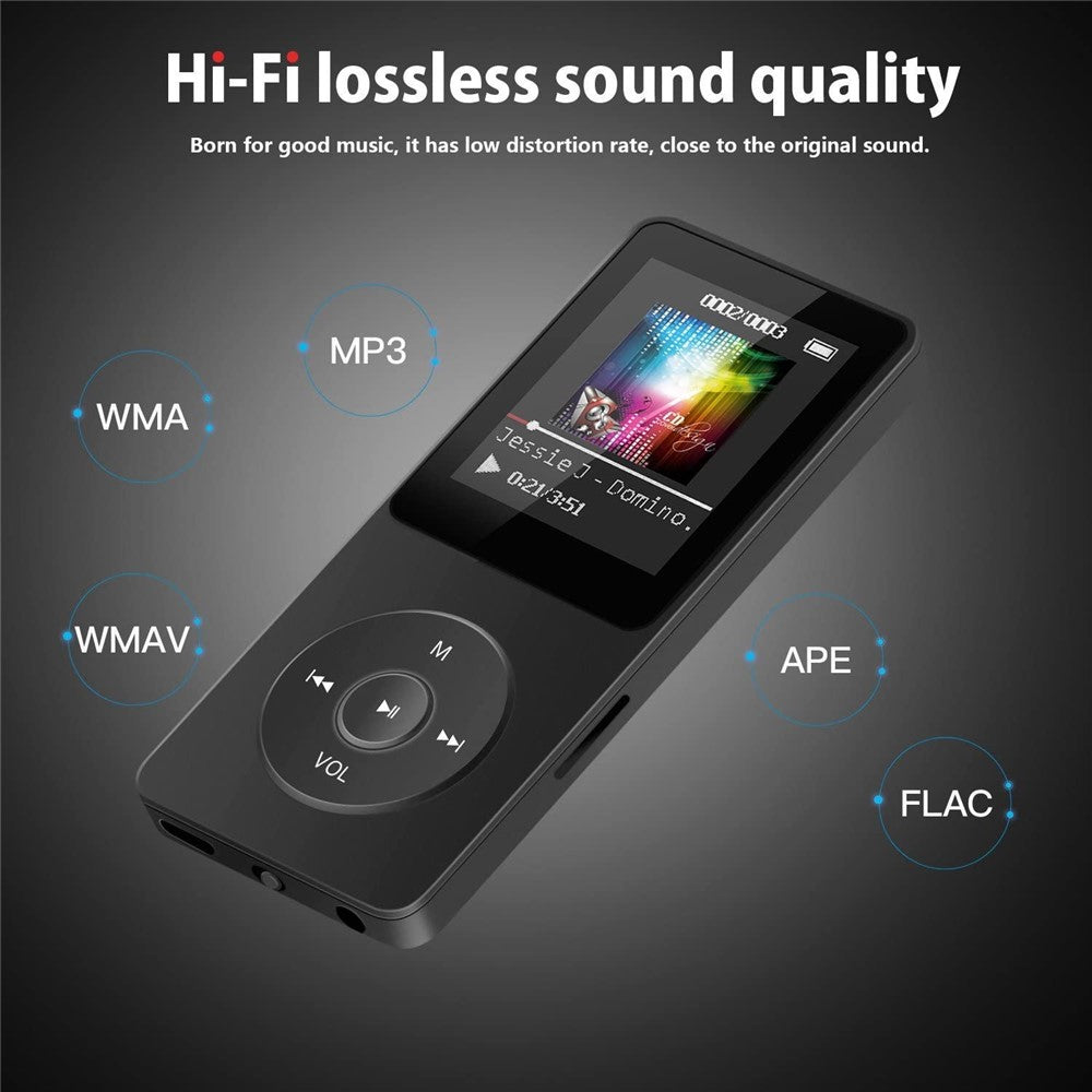 T1 1,8 Zoll tragbarer MP4-Musikplayer mit Bluetooth, E-Book & Radio (inkl. 64 GB TF-Karte)