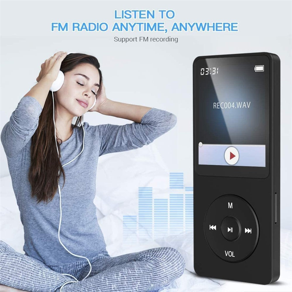 T1 1,8 Zoll tragbarer MP4-Musikplayer mit Bluetooth, E-Book & Radio (inkl. 64 GB TF-Karte)