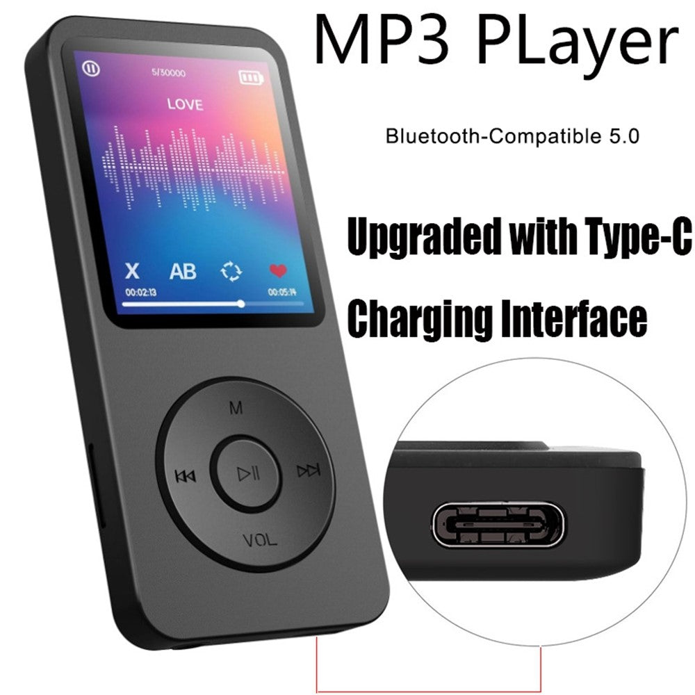 T1 1,8 Zoll tragbarer MP4-Musikplayer mit Bluetooth, E-Book & Radio (inkl. 64 GB TF-Karte)