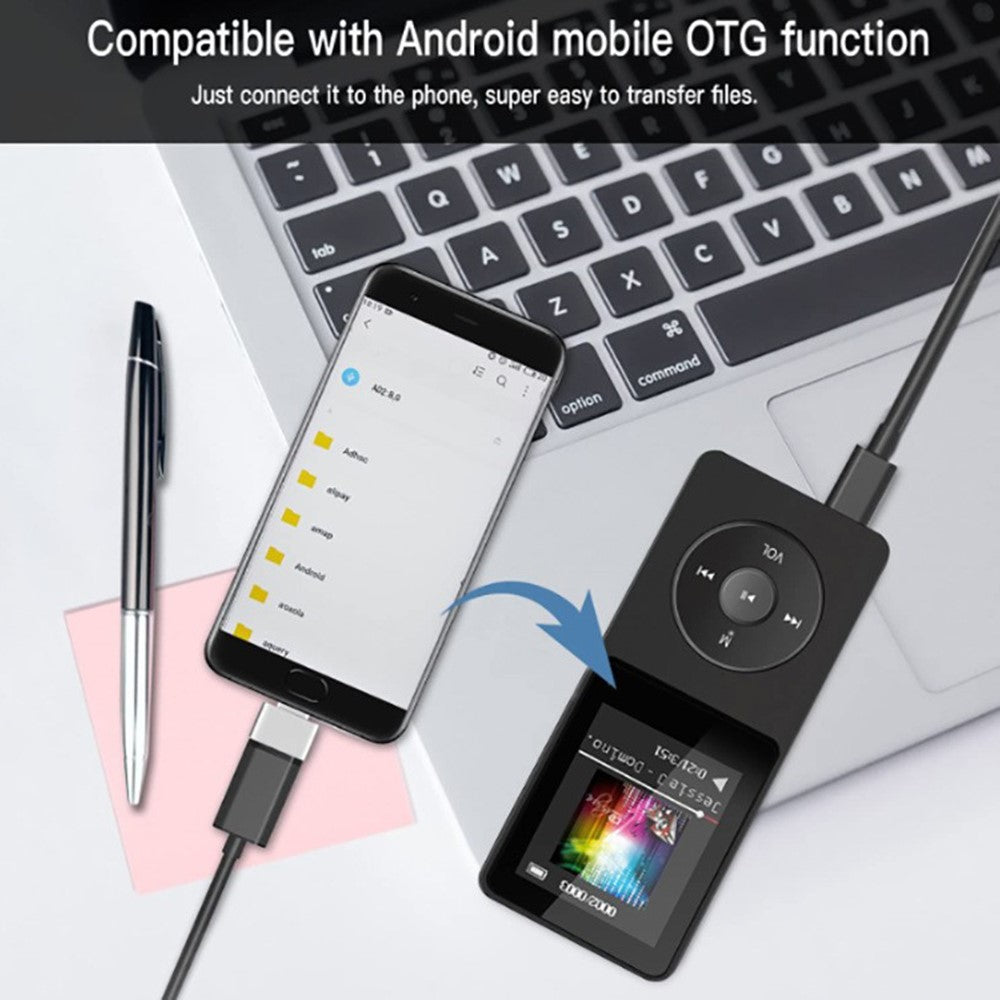 T1 1,8 Zoll tragbarer MP4-Musikplayer mit Bluetooth, E-Book & Radio (inkl. 64 GB TF-Karte)