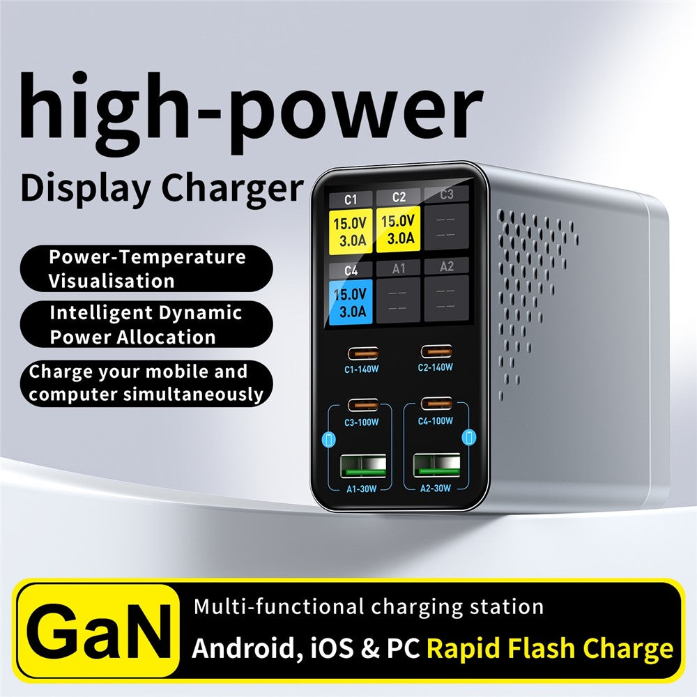 WLX-G3 140W Desktop Ladestation mit Digitalanzeige & 6 Anschlüssen