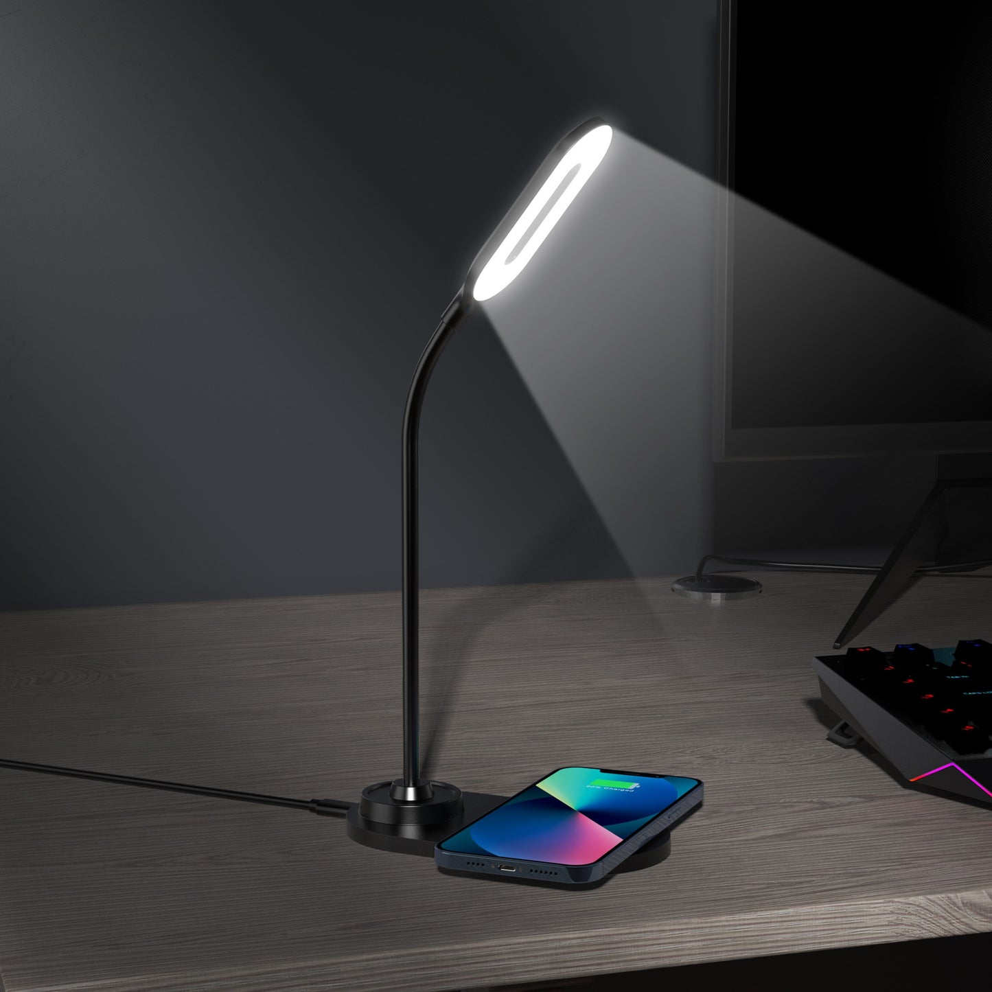 Desk Lamp with 15W Fast Charging Wireless Charger Eye-Care LED Night Light for Office Study