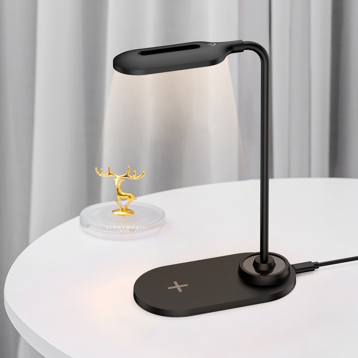 Desk Lamp with 15W Fast Charging Wireless Charger Eye-Care LED Night Light for Office Study