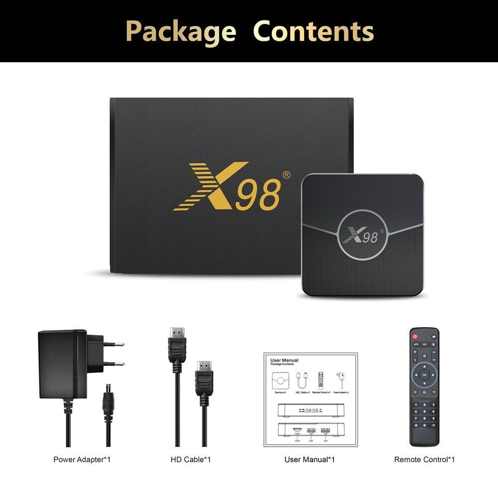 X98 Plus 2GB+16GB Android 11 Amlogic S905W2 Smart TV Box 4K 60fps 2.4G/5G Dual Band WiFi 100M Ethernet Media Player