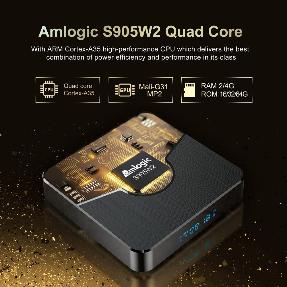 X98 Plus 2GB+16GB Android 11 Amlogic S905W2 Smart TV Box 4K 60fps 2.4G/5G Dual Band WiFi 100M Ethernet Media Player