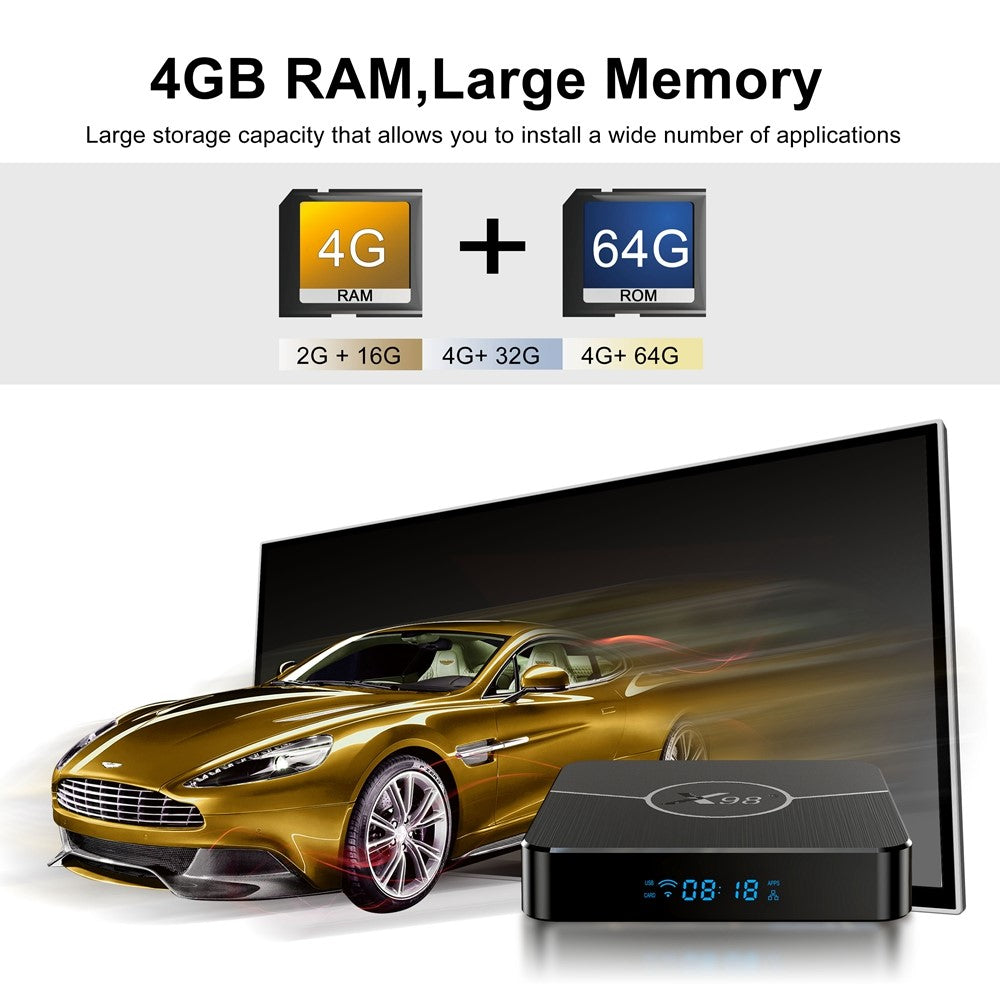 X98 Plus 2GB+16GB Android 11 Amlogic S905W2 Smart TV Box 4K 60fps 2.4G/5G Dual Band WiFi 100M Ethernet Media Player